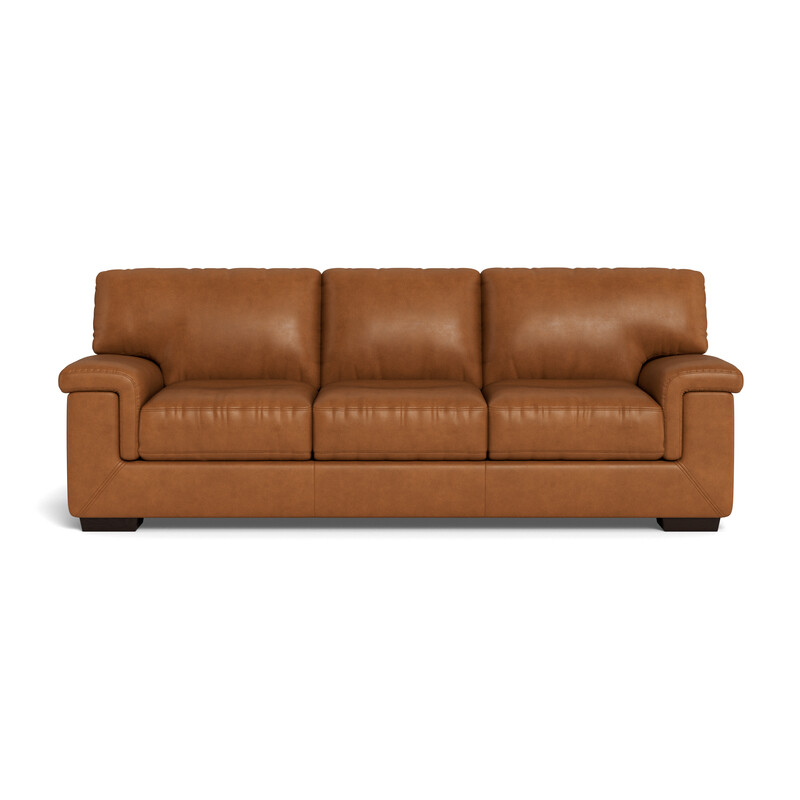 3 Seat Caramel Leather Barret Sofabed, Brown Leather Bed Sofa