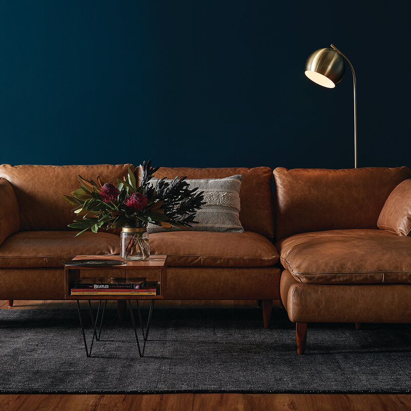 Raf Chaise Tan Leather Eton Laf Mod 3s, Leather Modular Sofa Piece
