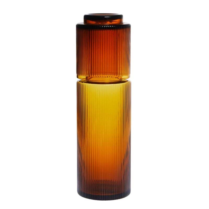 Amber Glass Water Carafe with Glass Tumbler