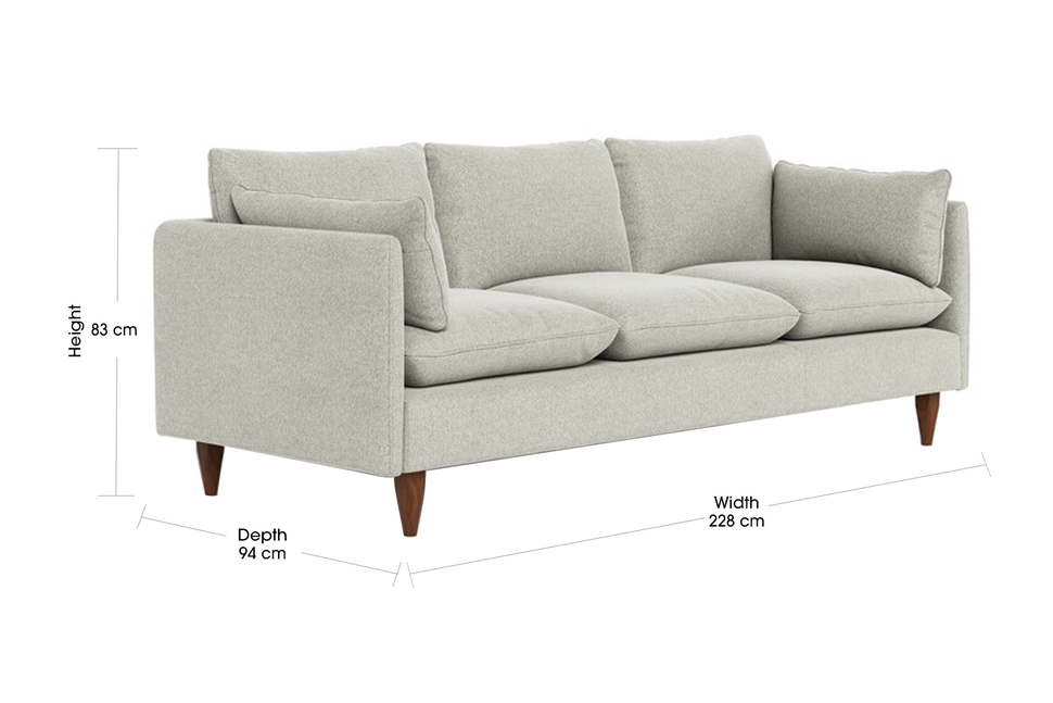 3 Seat Light Grey Fabric Eton Sofa | Freedom