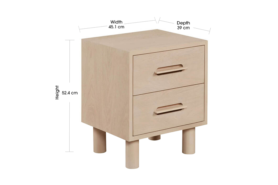 standard bed side table size