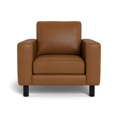 AUTOGRAPH Leather Contemporary Armchair with High Black Tone Legs