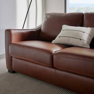 AUTOGRAPH Leather Slope Sofa with Low Dark Tone Legs
