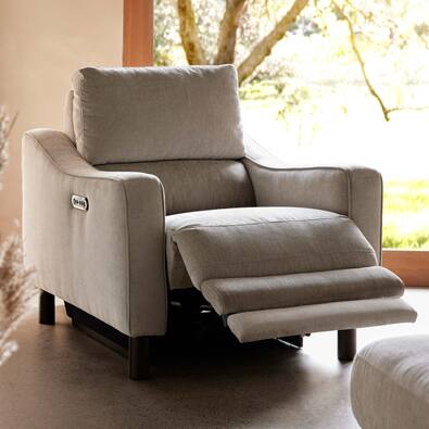 AUTOGRAPH Fabric Slope Battery Recliner Armchair with High Dark Tone Legs