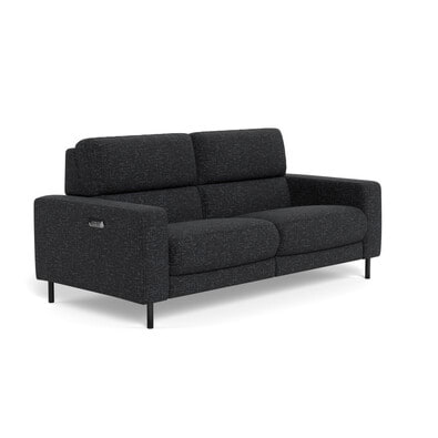 AUTOGRAPH Fabric Contemporary Electric Recliner Sofa with High Black Metal Legs