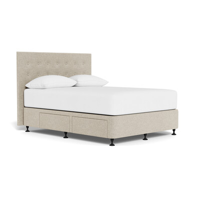 TOORAK Buttoned Platform Bed Base with 4 Drawers