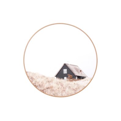 TRANQUIL COTTAGE Round Framed Canvas