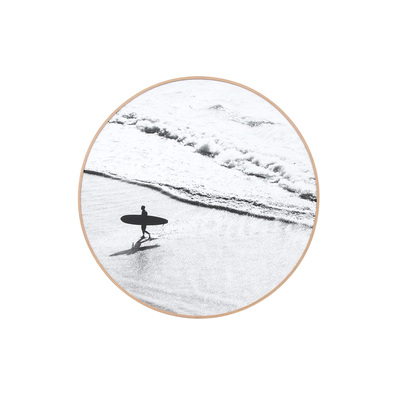 GLISTENING SURF Round Framed Canvas