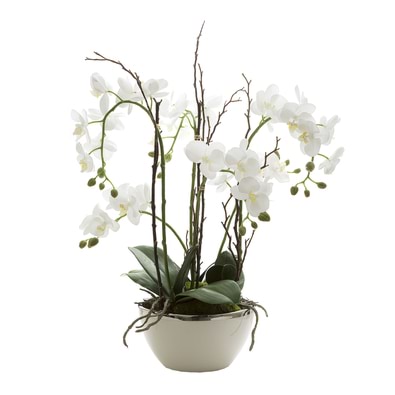ORCHID WHITE METALLIC POT Faux Flower