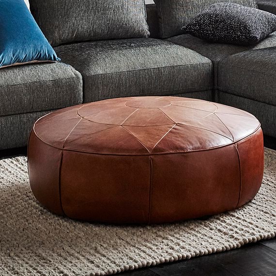 COMPASS Leather Ottoman