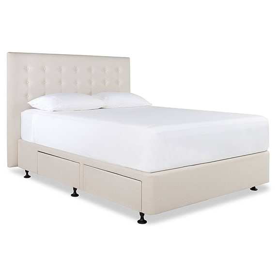 TOORAK Buttoned Platform Bed Base with 4 Drawers