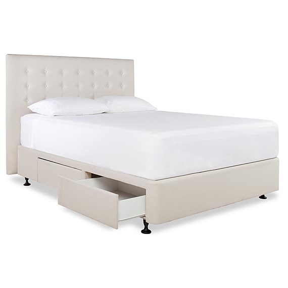 TOORAK Buttoned Platform Bed Base with 4 Drawers