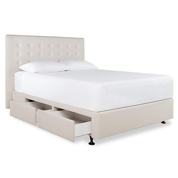 TOORAK Buttoned Platform Bed Base with 4 Drawers