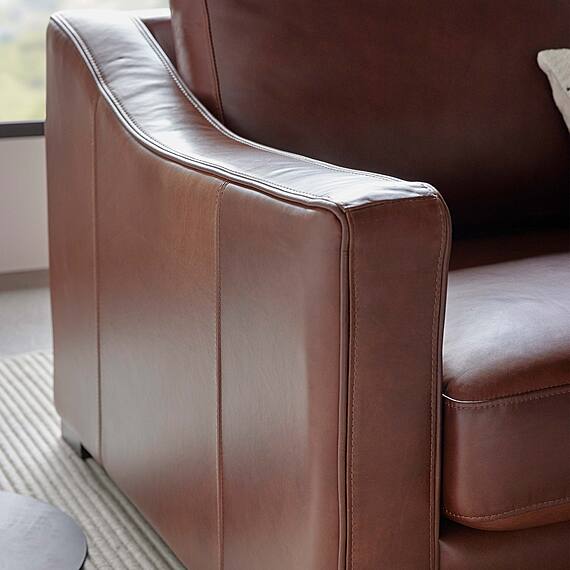 AUTOGRAPH Leather Slope Sofa with Low Dark Tone Legs