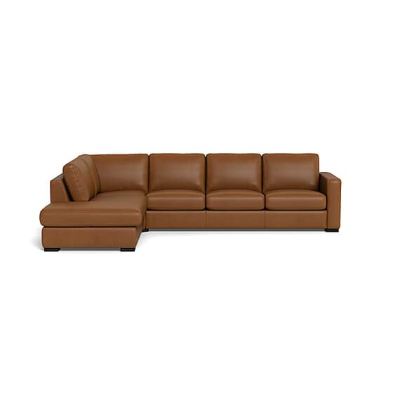 AUTOGRAPH Leather Contemporary Modular Sofa with Low Black Tone Legs