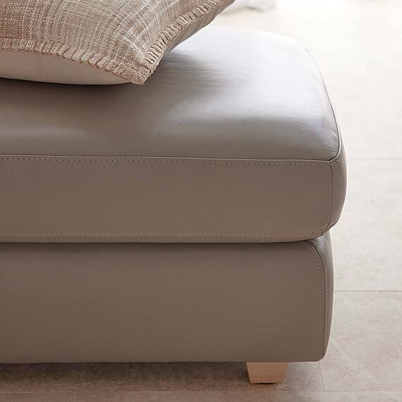 AUTOGRAPH Leather Ottoman with Low Natural Tone Legs