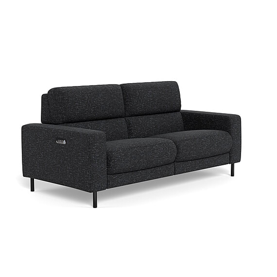 AUTOGRAPH Fabric Contemporary Electric Recliner Sofa with High Black Metal Legs