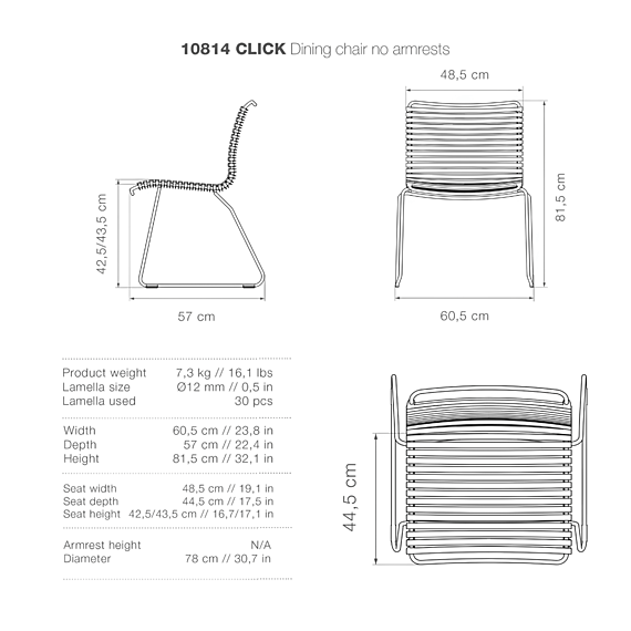 CLICHY Armless Dining Chair