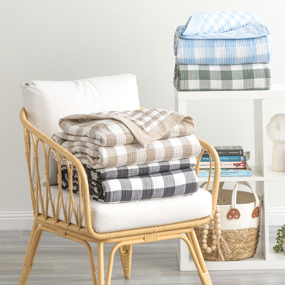 TAYLOR GINGHAM Cotton Reversible Blanket