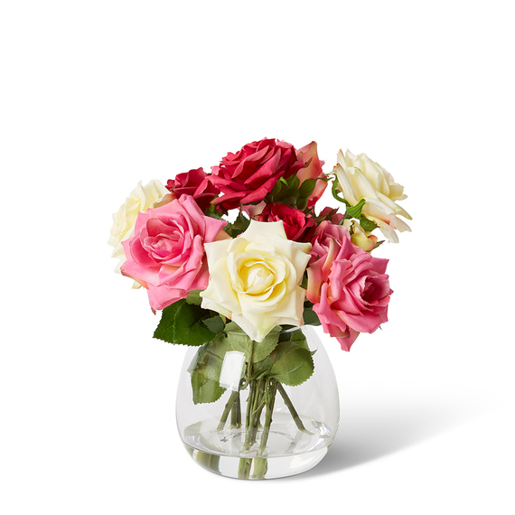 ROSE SPRAY Glass Vase Arrangement