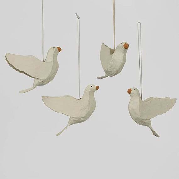 MACHE Set of 4 Bird Ornament