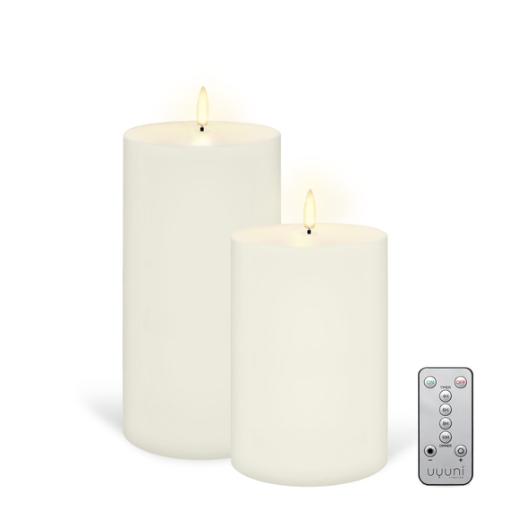 DESIGNER CURATIONS DUO Set of 2 Wide Flameless Candle