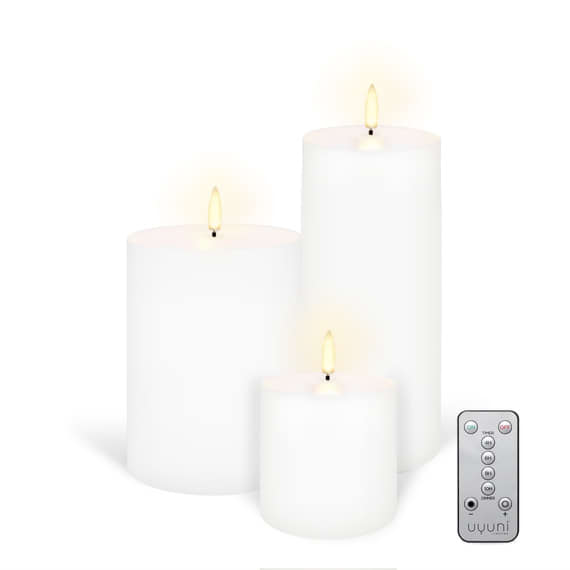 OUTDOOR LIVING DINING Set of 3 Flameless Candle