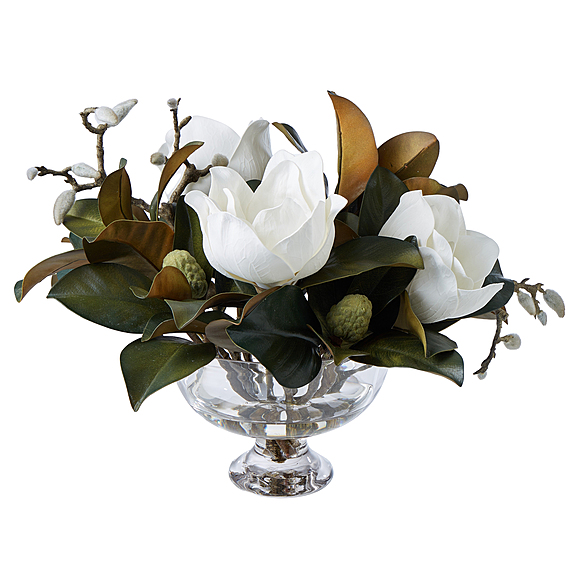 MAGNOLIA GRANDIFLORA CAMERI Glass Bowl Arrangement