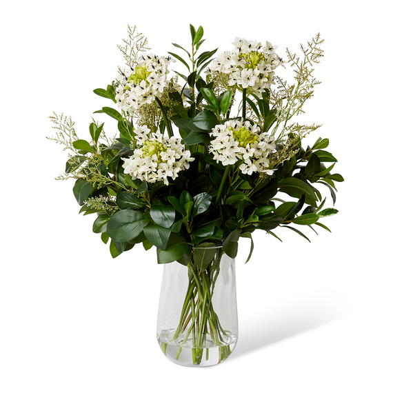 STAR FLOWER AND LEAF Glass Vase Arrangement