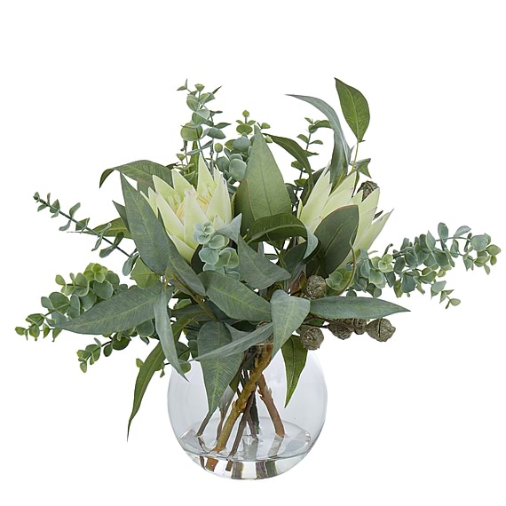 PROTEA NATIVE MIX LOLLAR Glass Vase Arrangement