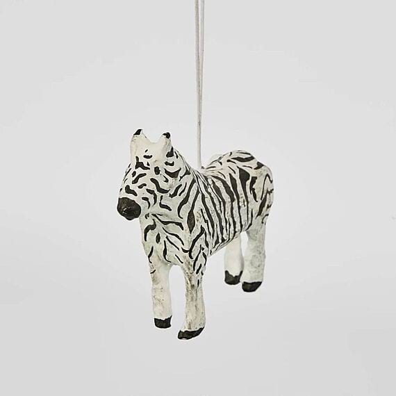 MACHE Set of 4 Zebra Ornament