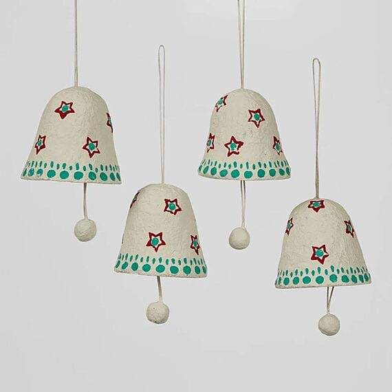 MACHE Set of 4 Bell Ornament