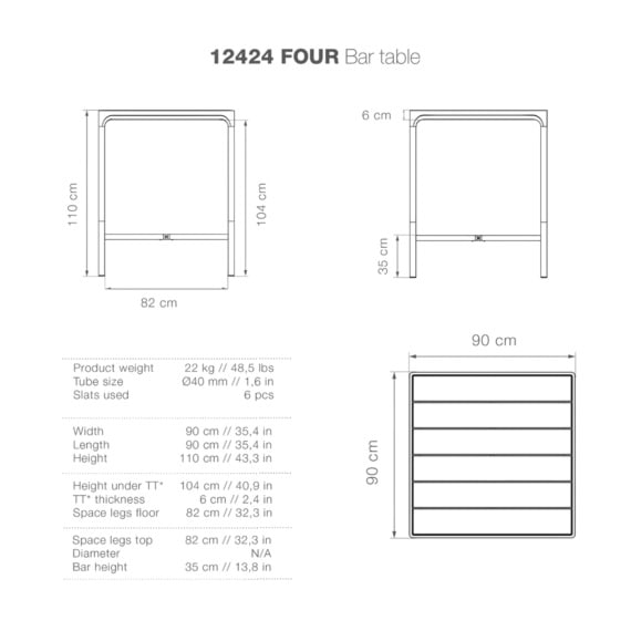 FOUR Square Bar Table