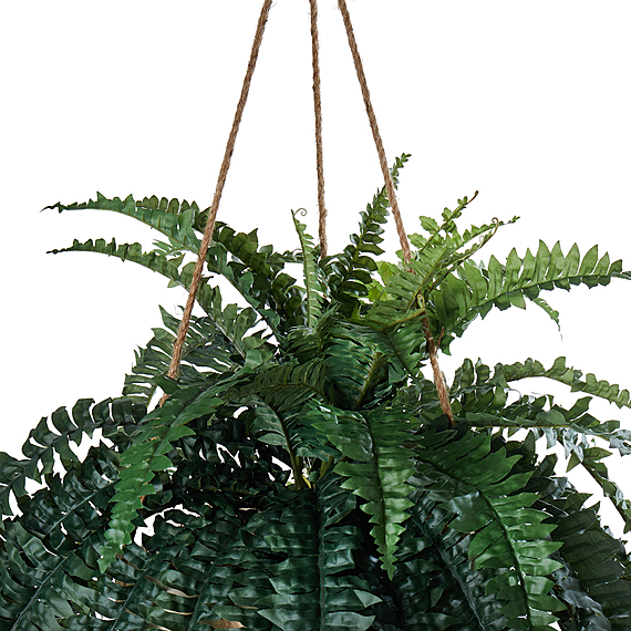 BOSTON FERN II Dansk Pot Faux Hanging Plant