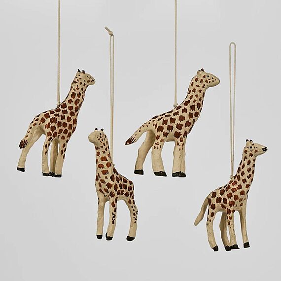 MACHE Set of 4 Giraffe Ornament