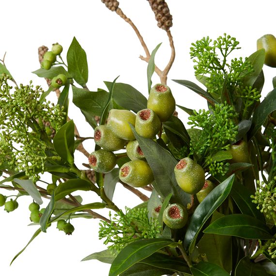 SKIMMIA SEED AND GUMNUT Glass Vase Arrangement