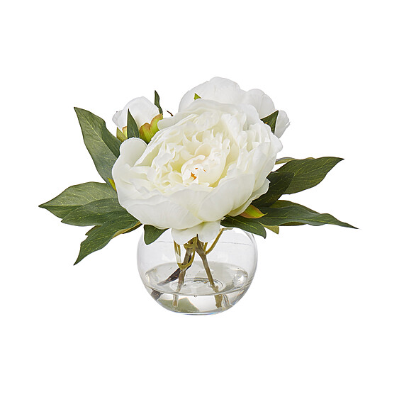 PEONY SPHERE Glass Vase Arrangement