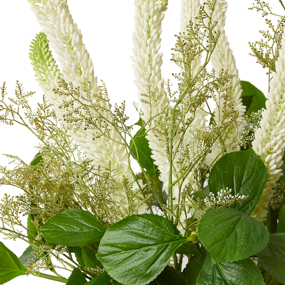 FOXTAIL AND HYDRANGEA Glass Vase Arrangement