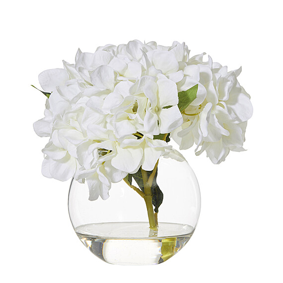 HYDRANGEA SPHERE Glass Vase Arrangement