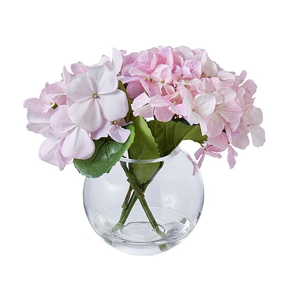 HYDRANGEA SPHERE Glass Vase Arrangement