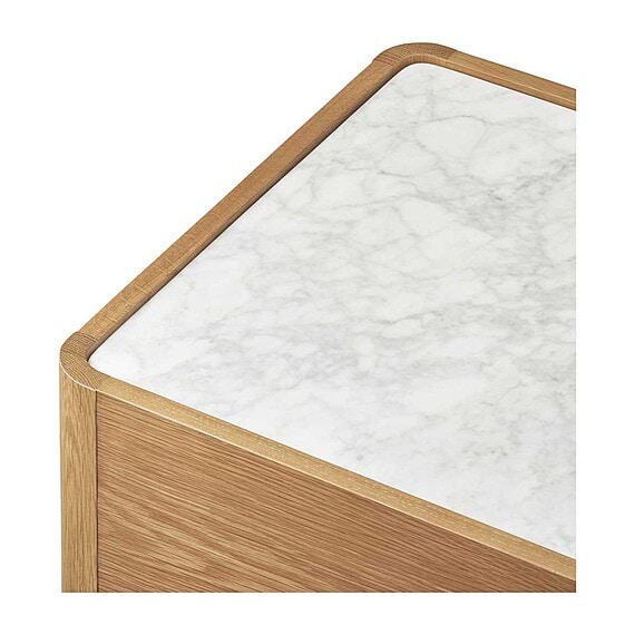 NOELLE Marble Rattan Bedside Table