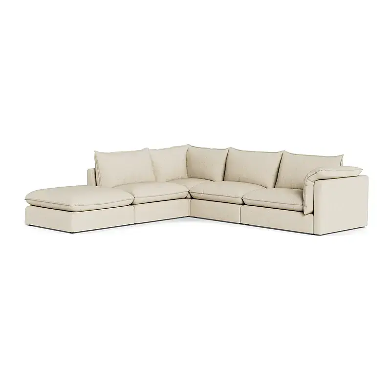 4 Seater Right Arm + Ottoman (5 Piece) Sorrento Alpha Natural Fabric Modular Sofa