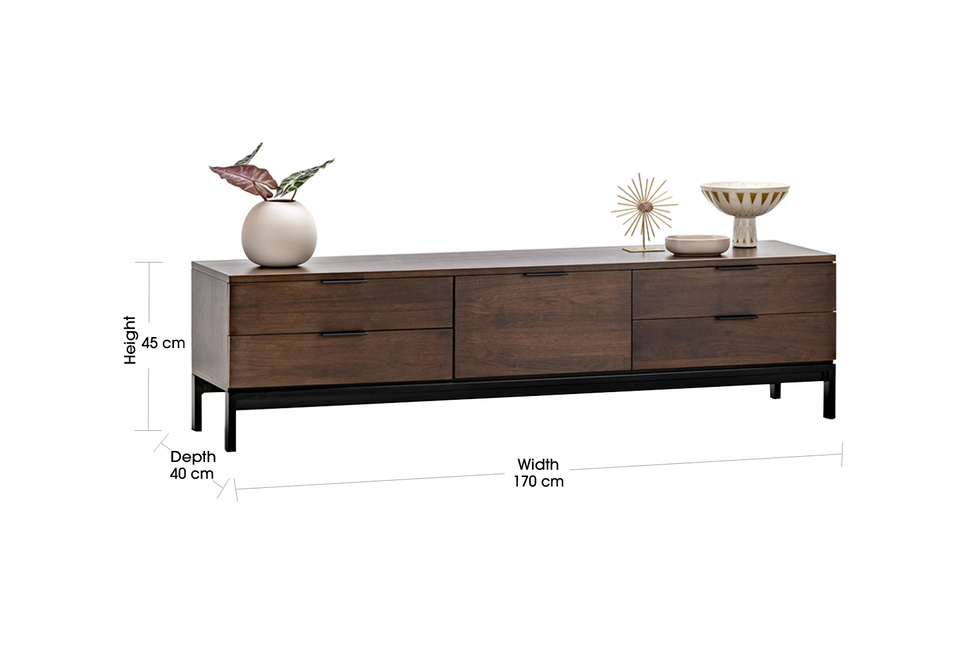 Walnut Oak, Black Handles & Legs Macy Entertainment Unit | Freedom