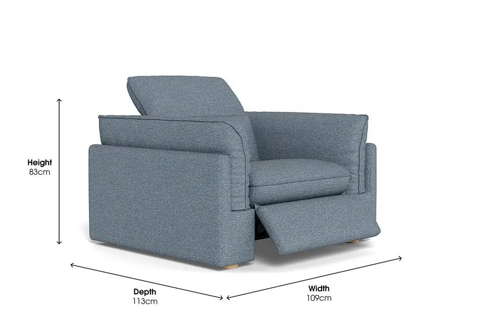 Buy 1 Seater (Electric Recliner) Sorrento Nathan Sky Fabric Electric ...